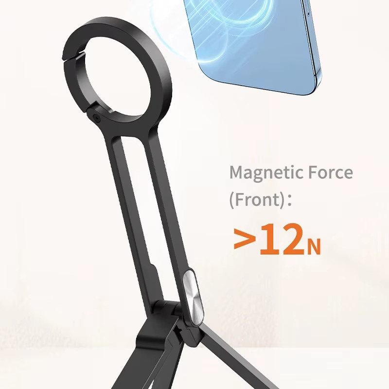 Magnetischer Multifunktions-Telefonhalter mit Bergschnalle, faltbar und tragbar, Farbe: Schwarz - Bild 5