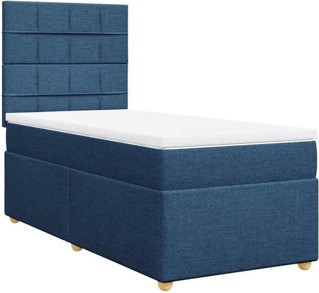 vidaXL Boxspringbett Hybrid mit Matratze Blau und Weiß, B/T/H: 80 x 200 x 140,5 cm - Bild 1