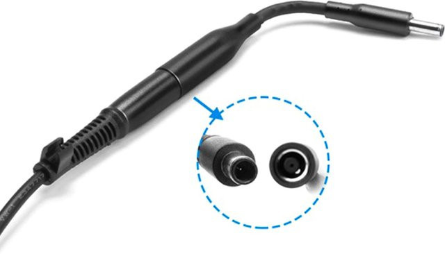 Dell Laptop-Adapter Gleichstrom Kabel mit 7,4 x 5,0 mm Buchse auf 4,5 x 3,0 mm Zentralstift-Stecker in Schwarz - Bild 1