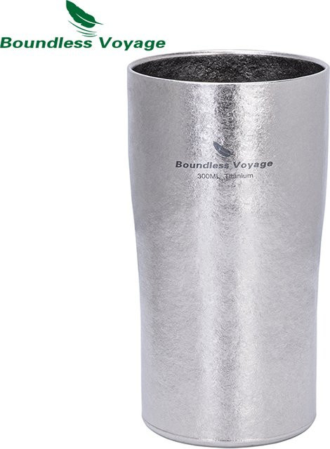 Boundless Voyage Titan doppelwandiger Bierbecher aus Titan und Edelstahl, Silber - Bild 1