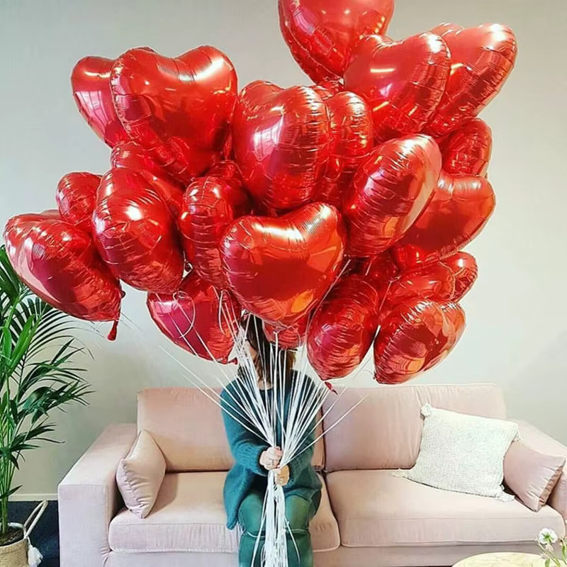 50 Stück rote Herz-Luftballons in Herzform für Geburtstag, Hochzeit, Weihnachten und Party-Dekoration - Bild 6