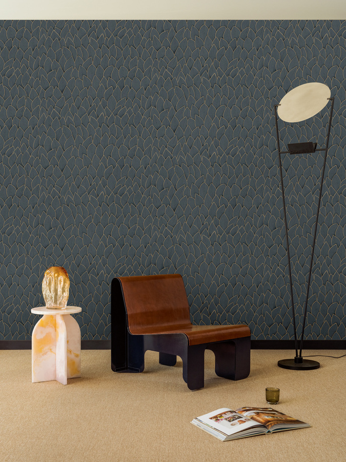 Élitis Tapete Jonchée VP 993 80 Grau mit floralem Botanik-Design aus Vinyl - Bild 1