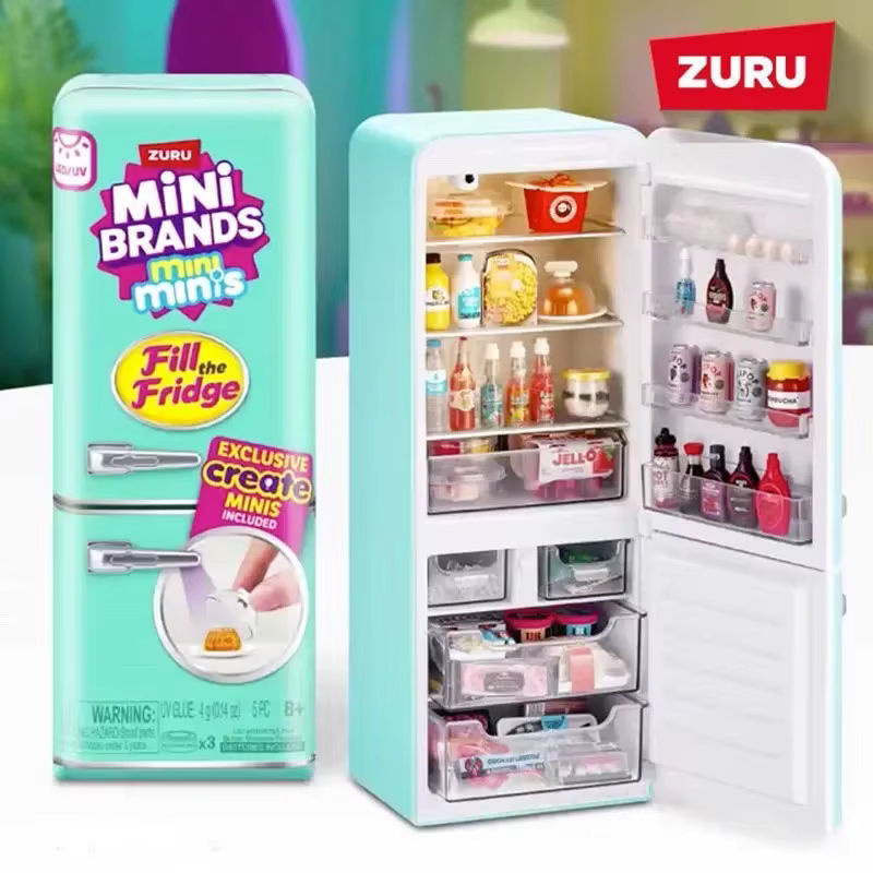 Bandai Mini-Kühlschrank Deko-Ornament Blindbox Set in Blau mit Miniatur-Lebensmitteln aus Kunststoff - Bild 3