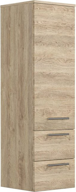 Posseik Bad-Hochschrank Eiche Braun mit Soft-Close-Türen und Regalböden, Breite: 35,2 cm, Höhe: 120 cm - Bild 1