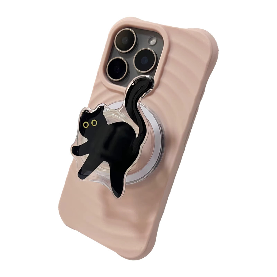 Schwarzer Katzen Handyhalter Griptok für iPhone 17 Pro Max mit aufwärts gerichtetem Schwanz - Bild 2