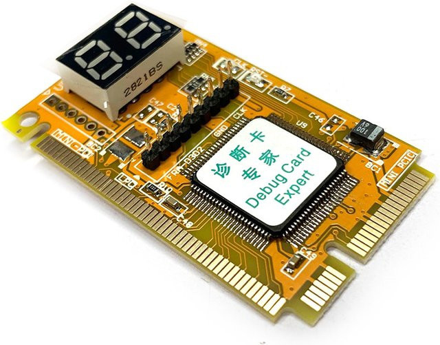 OULLX Mini PCI-E Debug Card zur Fehlerdiagnose für Notebooks und Laptops, PCI Express Analyse Karte in Gelb - Bild 1