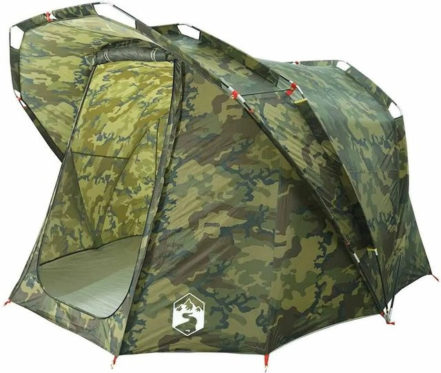 vidaXL Angelzelt für 4 Personen in Camouflage grün und Multicolour, wasserdicht aus Polyester - Bild 1