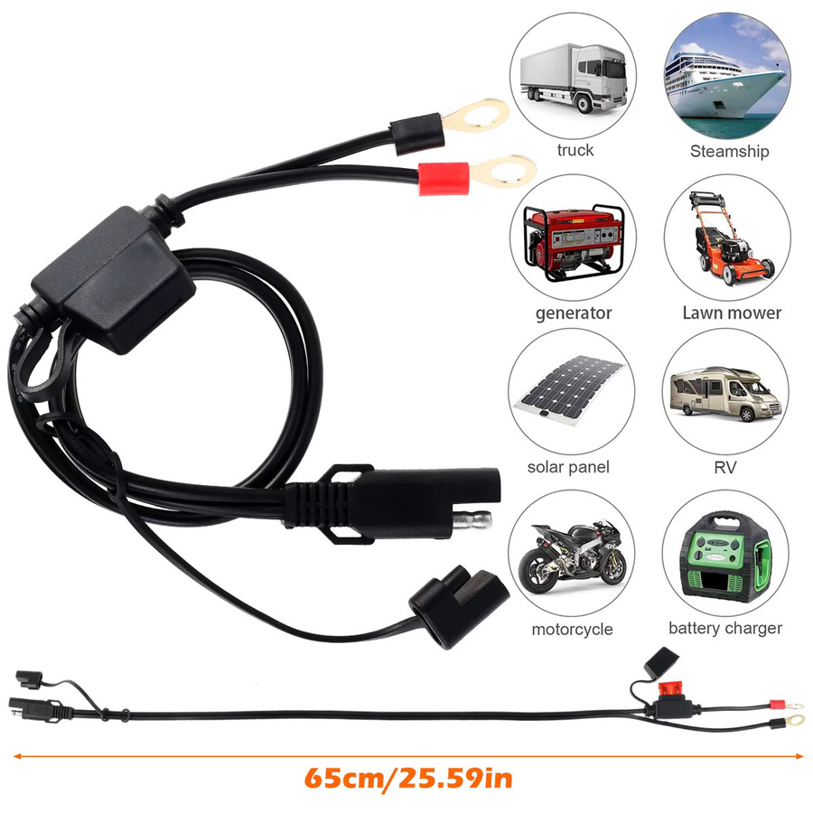 everso SAE zu Ring Terminal Verlängerungskabel für Motorrad Batterie und Ladegerät, Schwarz - Bild 6