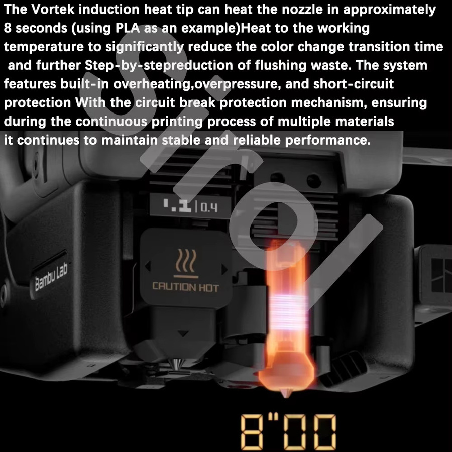 H2C Intelligentes Induktions-Hotend für Bambu Lab Vortek System, Upgrade für den Druckkopf, Schwarz - Bild 2