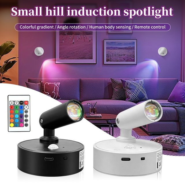 GGBEE RGB LED-Wandleuchte mit Bewegungssensor und Fernbedienung, wiederaufladbare magnetische Nachtleuchte in Multicolour für Schlafzimmer, Flur und Treppen - Bild 1