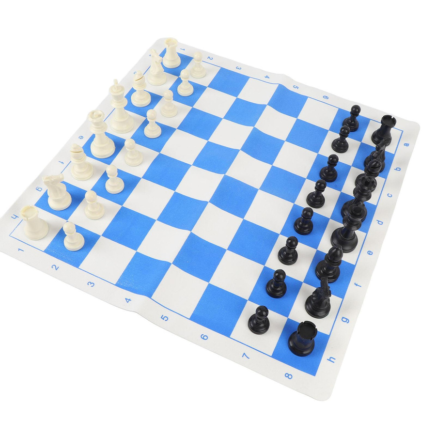 Fishine Schachspiel Blau mit Plastikfiguren und PU-Leder - Bild 2