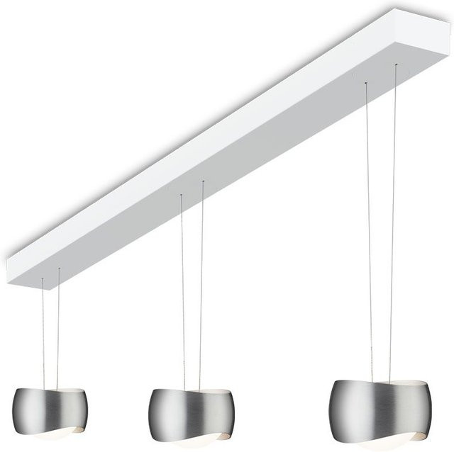 Oligo Curved Slack-Line LED-Pendelleuchte 3-flammig in Weiß Matt mit gebürstetem Aluminium und Tunable White (2200K - 5000K) - Bild 1