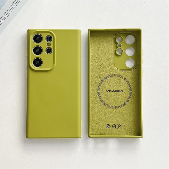 Magnetische Flüssigsilikon-Handyhülle für Samsung Galaxy S24 S23 S22 Plus 5G, stoßfest und kabelloses Laden, Farbe: Grün - Bild 1