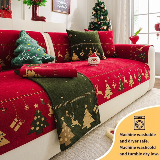 Snow Neil Sofakissen mit Weihnachtsbaum-Motiv in Rot mit Anti-Rutsch-Funktion - Bild 1