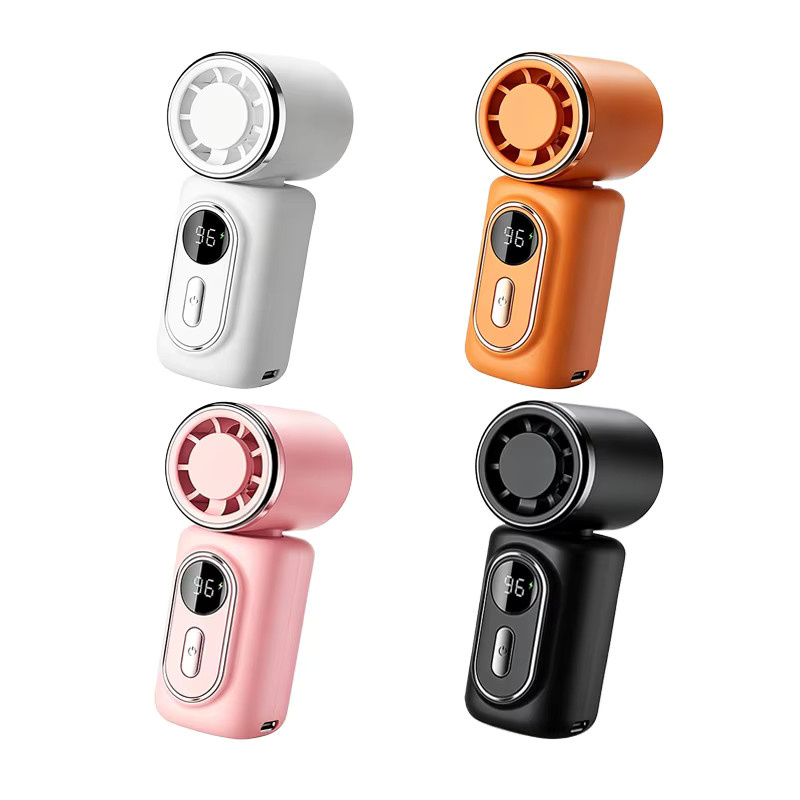 BEIWEI Mini-Ventilator mit 3000 mAh Akku, tragbarer Ventilator mit 5 Geschwindigkeiten, LED-Anzeige und Typ-C Aufladung, verstellbar mit Clip-Funktion, Pink/Multicolor - Bild 1