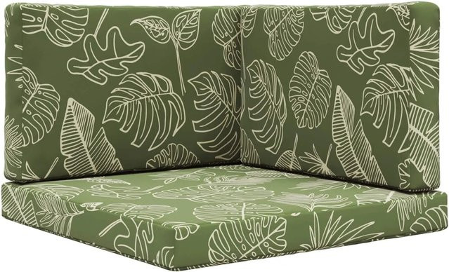 vidaXL Sofakissen für Draußen 3-teiliges Set Blattdesign in Grün aus Polyester - Bild 1