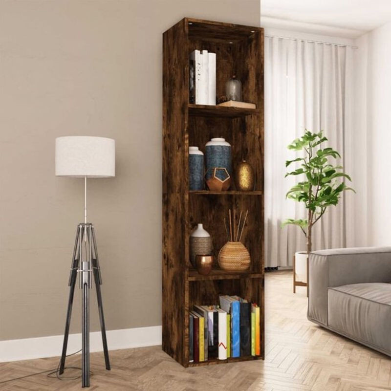 Bücherregal und TV-Schrank vidaxl aus Holzwerkstoff in Räuchereiche Braun, B: 36 cm, T: 30 cm, H: 143 cm - Bild 1