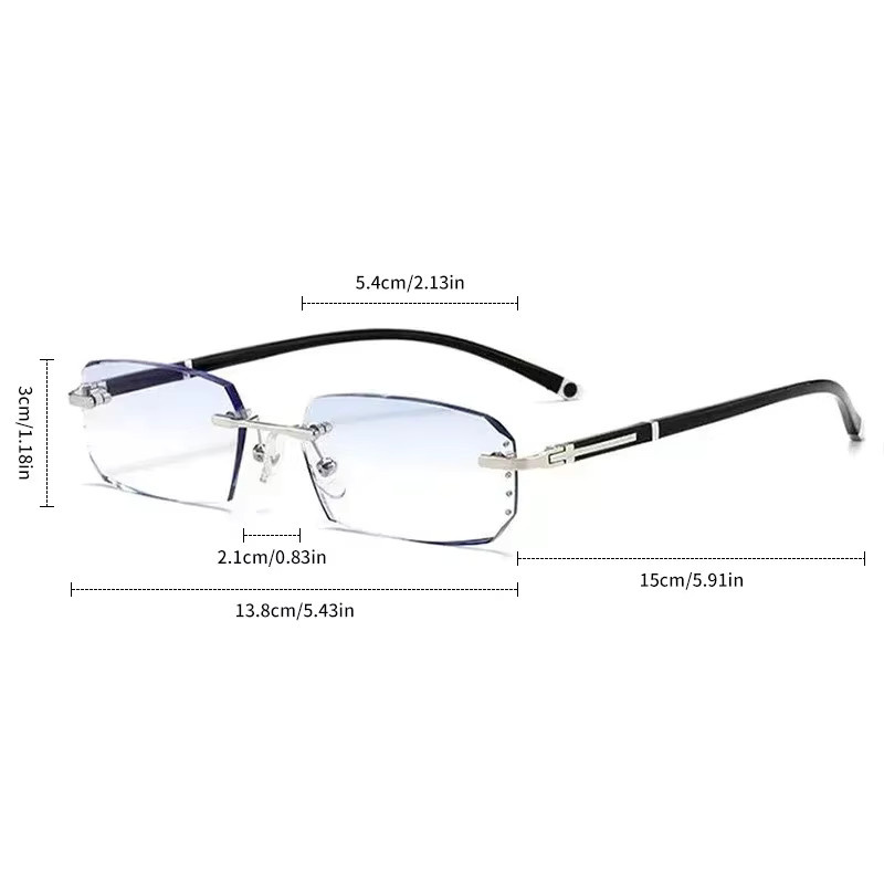 MDOD Korrektionsbrille, Herren, randlos, rechteckig, Metall, transparent - Bild 2