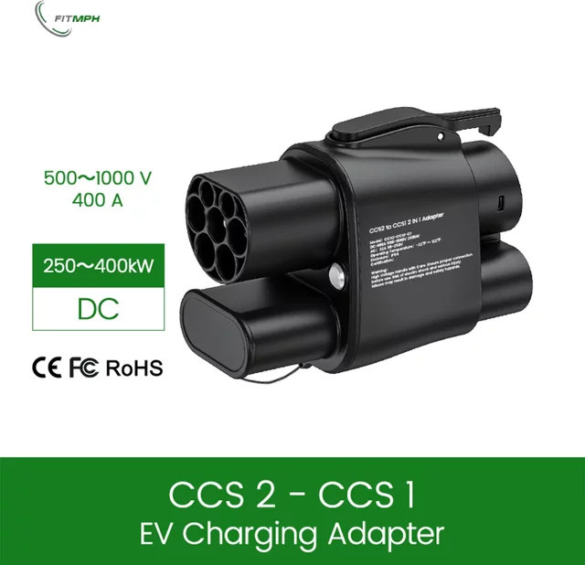 FITMPH 2-in-1 CCS2 zu CCS1 EV-Ladegerät-Konverter DC-Schnellladungsadapter für Elektrofahrzeuge in Schwarz (bis 250kW) - Bild 1