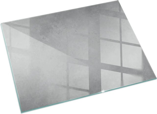 Tulup Glasplatte für Kaminofen in Grau mit Betonstruktur Effekt, B/T: 120 x 80 cm - Bild 1