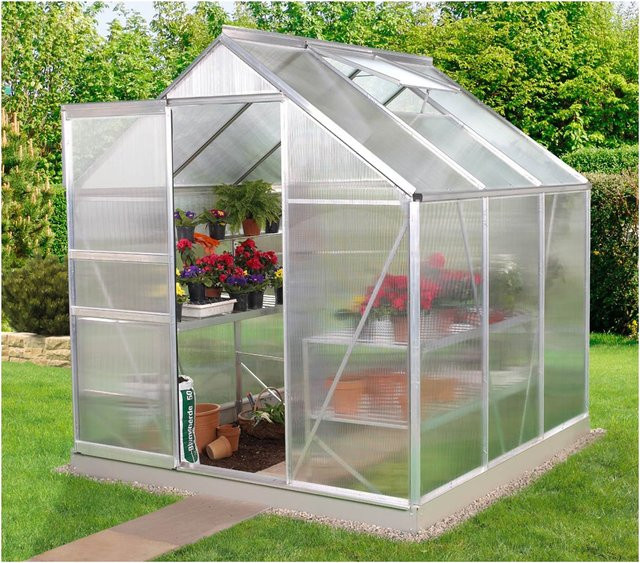 Vitavia Gewächshaus Comfort Edition Venus 3800 In-Ground aus Aluminium mit Polycarbonat-Platten und automatischem Fensteröffner sowie Fundamentrahmen, Transparent - Bild 1