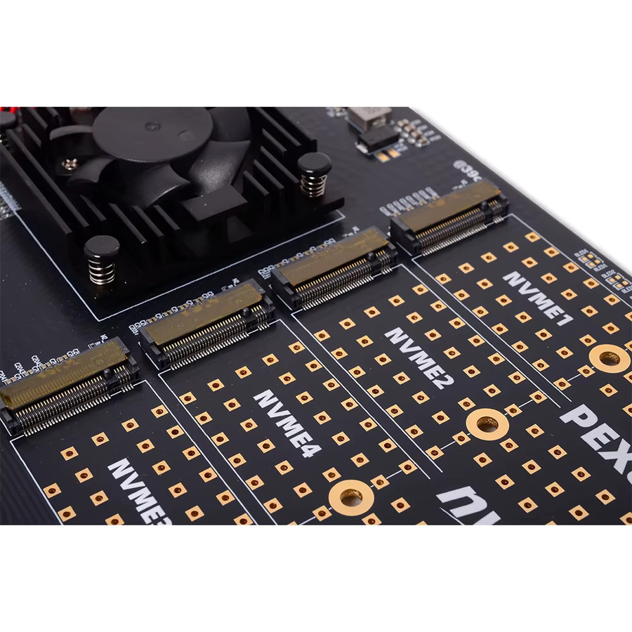 Feiniu PCIe 3.0 zu NVMe Quad-Channel Erweiterungskarte mit PLX8747 Chip, 4-Lane kompatibles Modul für Four-Bay M.2, Schwarz - Bild 2