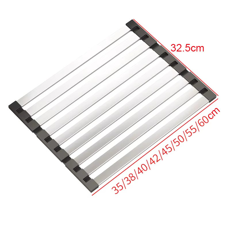 Faltbares Abtropfgestell aus Edelstahl 304 für die Küchenspüle in Silber, B/T: 35,0 x 32,5 cm - Bild 6
