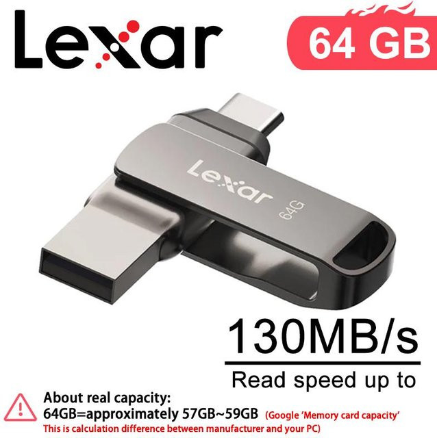 Lexar 2-in-1 USB-Flash-Laufwerk OTG Typ-C und Typ-A USB 3.2 mit 128GB in Grau - Bild 1