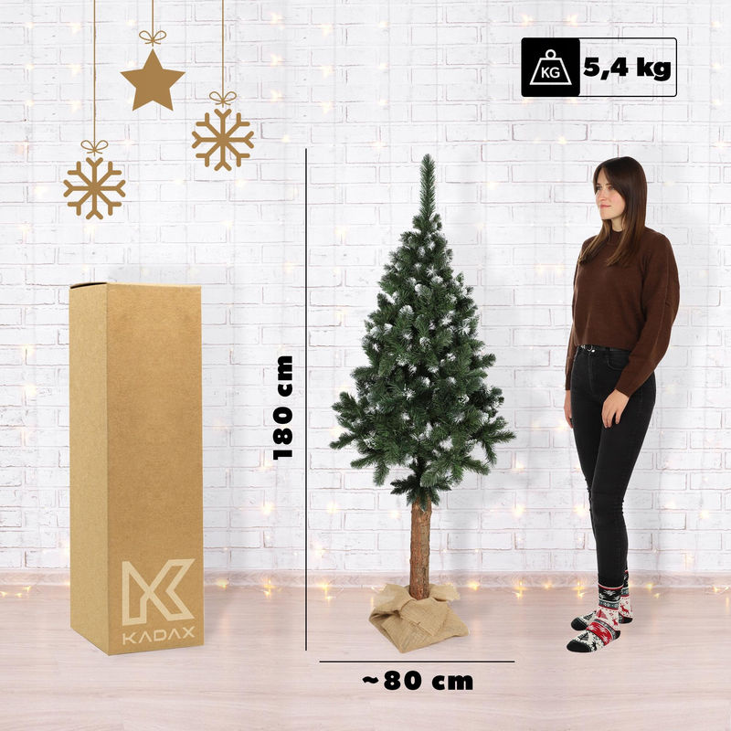 KADAX Künstlicher Weihnachtsbaum Kiefer mit Diamantkristallen und Jute auf Stamm, grün, Höhe: 180 cm - Bild 5
