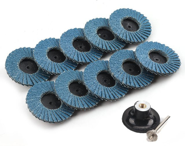 SI FANG 10 Stück Flachflappenscheiben aus Zirkonoxid-Aluminiumoxid in Blau mit 1/4 Zoll Halter, Körnung 40/60/80/120 für Winkelschleifer - Bild 1