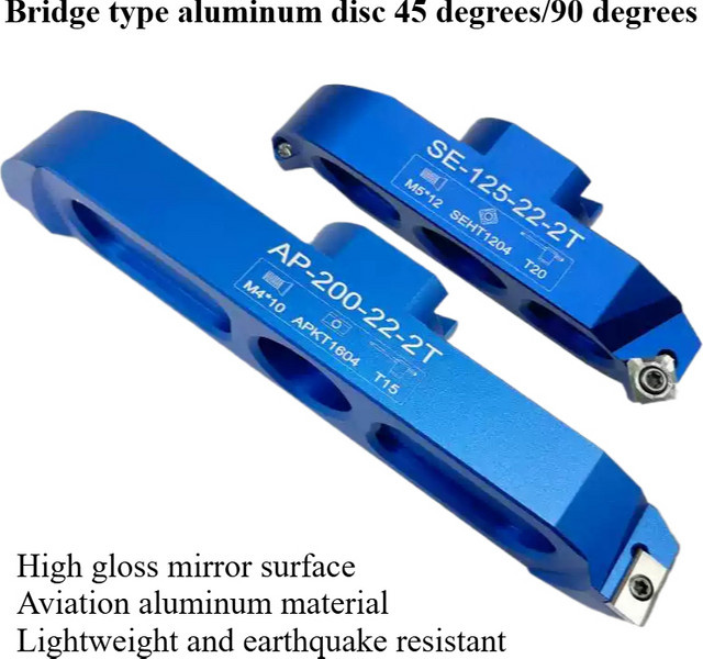 SYS AP16 SE12 CNC-Schaftfräser KM12 400R mit 90 Grad und 45 Grad rechtwinkliger Brücke aus Aluminiumlegierung in Blau - Bild 1