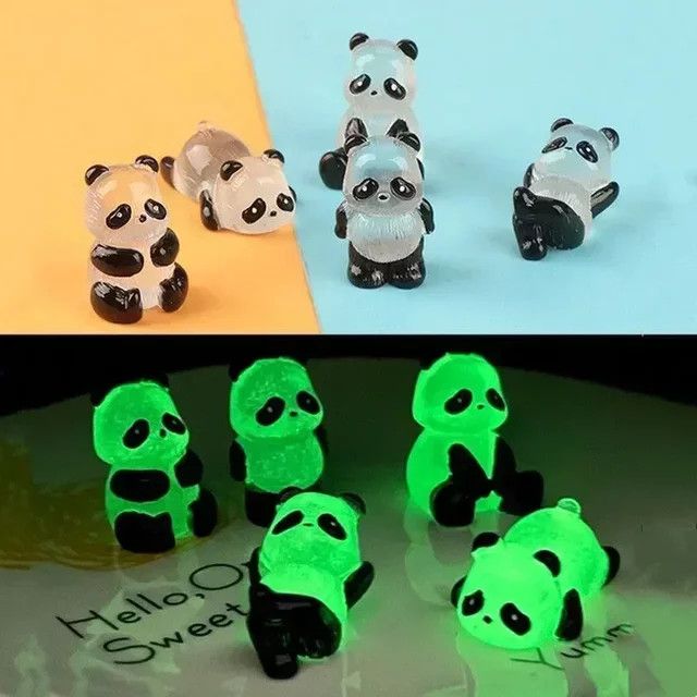 5 Stück leuchtende Panda-Mikrolandschaftsornamente als Miniatur-Figuren für die Dekoration von Blumentöpfen und Miniatur-Gärten von PDQ - Bild 1