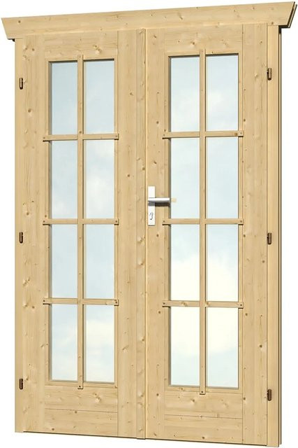 SKANHOLZ Doppeltür aus Holz für Gartenhäuser mit Vollverglasung, Farbe: beige, B/H: 117,5 x 186,5 cm - Bild 1