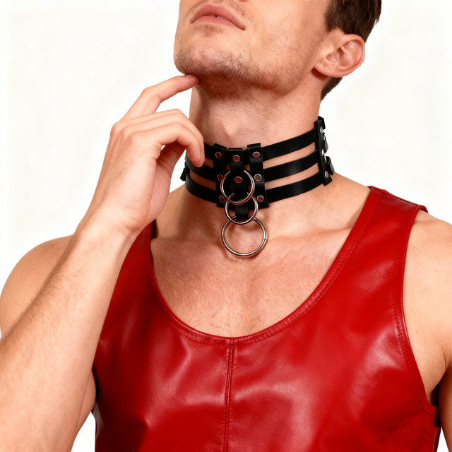 Q.FURDREAM Halskette Leder, Herren, Punk Stil - Bild 1