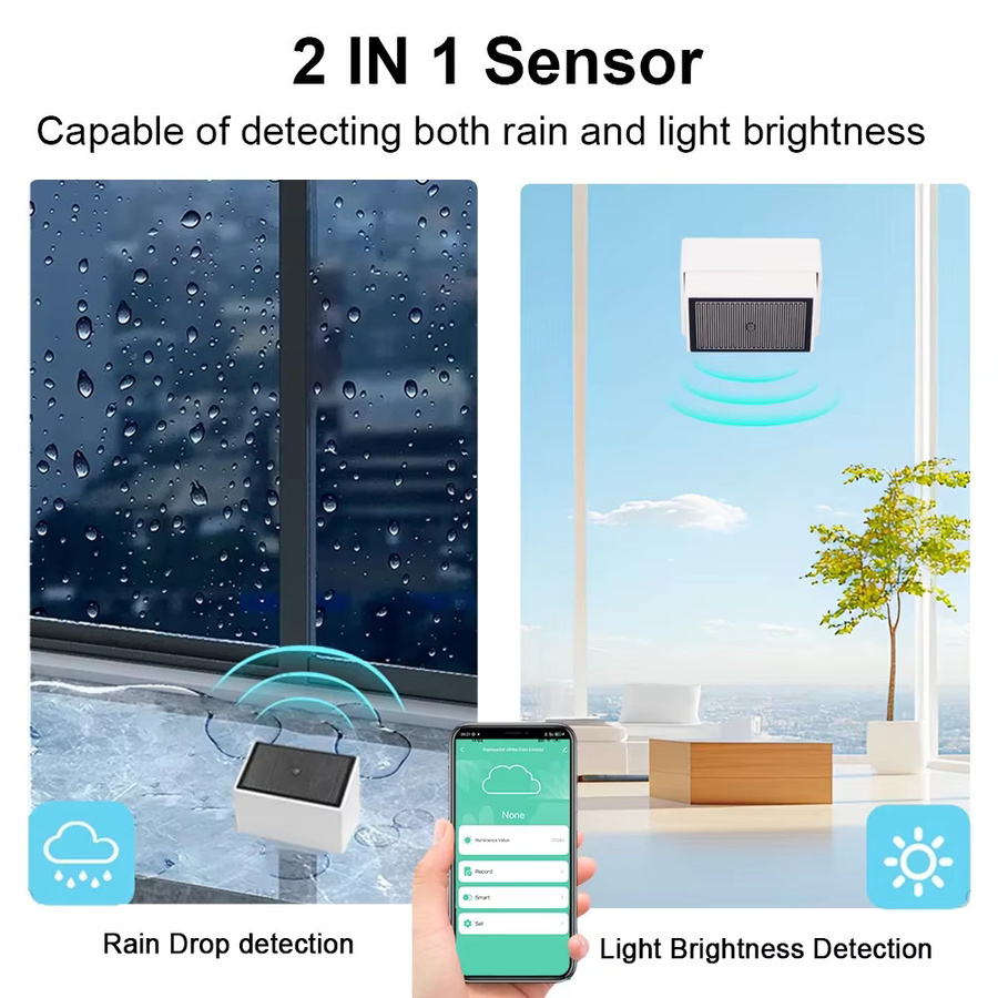 Tuya Zigbee Regentropfen-Erkennungssensor mit Lichtdetektor IPX4 wasserdicht für Outdoor, Farbe: Weiß, kompatibel mit Home Assistant und Zigbee2mqtt - Bild 2