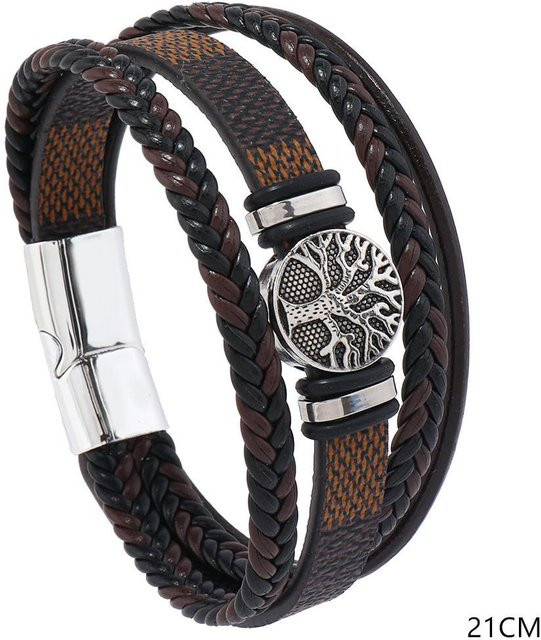 SwiftNex Lederarmband, Lebensbaum-Anhänger, Schwarz, Herren - Bild 1