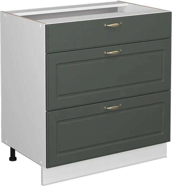 Vicco Badschrank Fame-Line im Landhausstil mit 3 Schubladen und Soft-Close-Türen, Farbe Grün-Gold-Weiß, B/H: 80 x 82 cm - Bild 1