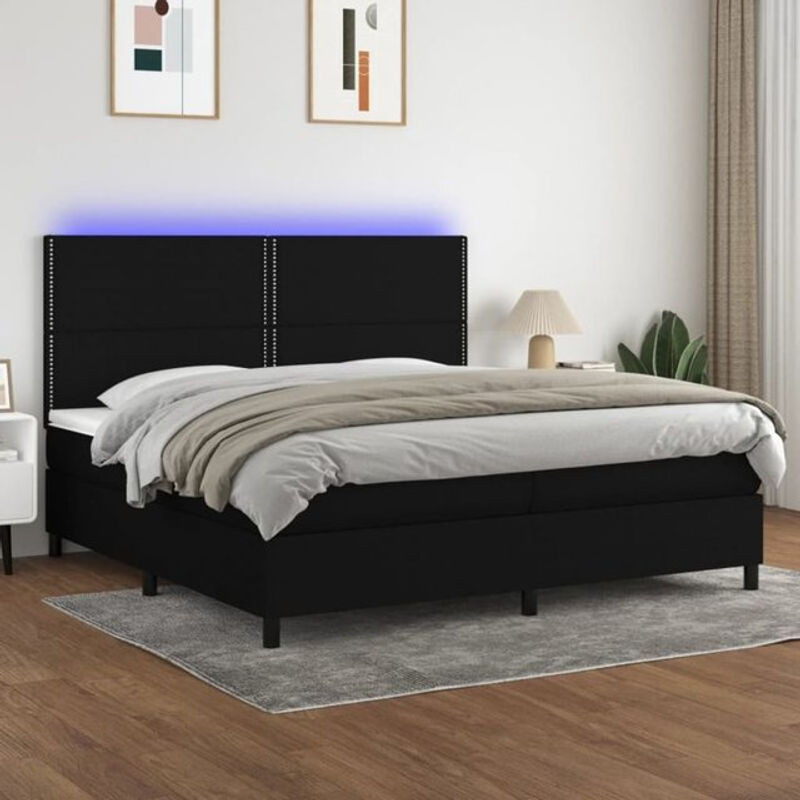 Vidaxl Boxspringbett mit Matratze in Schwarz aus Stoff und Holzwerkstoff, Modern, B/T/H: 200 x 200 x 118 cm - Bild 1