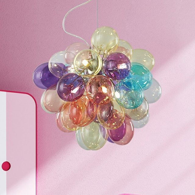 JIANKEXING Nordic Glas Ballon Anhänger Lampe in Multicolour mit warmweißem Licht für Kinderzimmer, Küche oder Restaurant - Bild 1