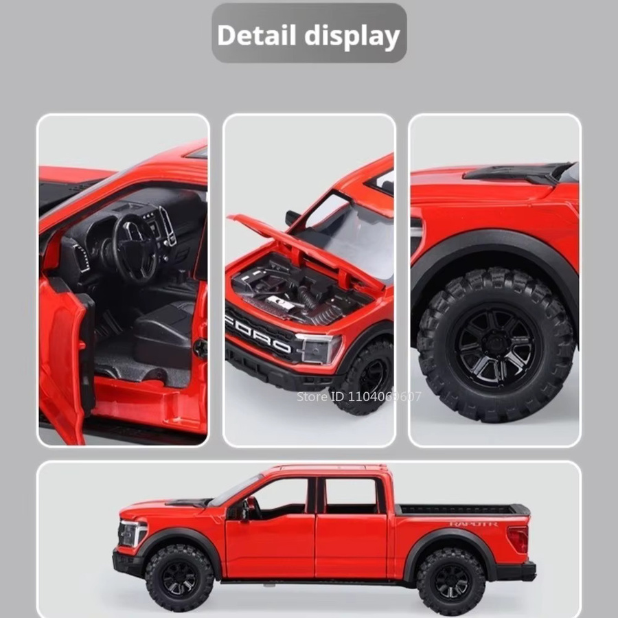 MAKEDA F150 Hilux Modell-Spielzeug, Geländewagen, 1:32, mit Sound und Licht, mit öffnenden Türen und Rückziehfunktion - Bild 5