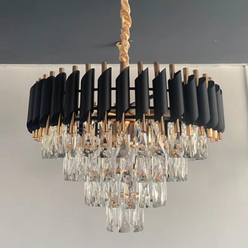 VIGOUS Moderner Kristall-Kronleuchter in Gold mit LED-Technik für Wohnzimmer und Hotel, E14 Fassung, Warmweiß - Bild 4