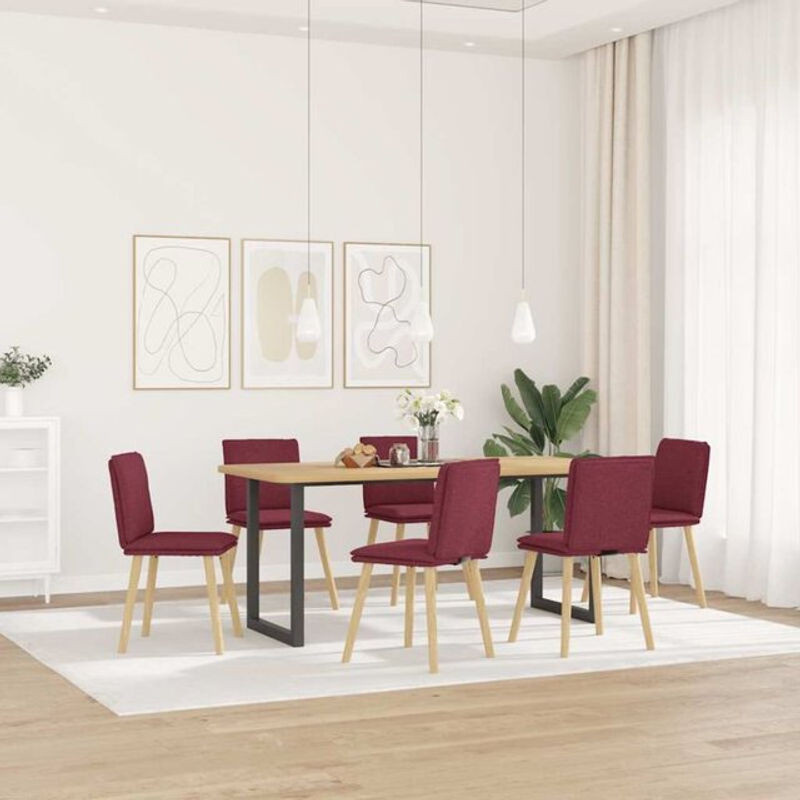 Set aus 6 modernen Esszimmerstühlen aus Stoff in Rot von vidaxl - Bild 1