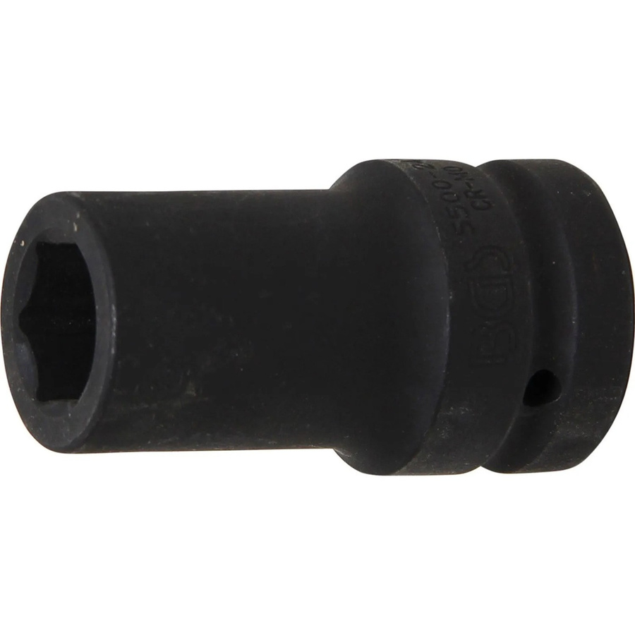 BGS Kraft-Steckschlüssel-Einsatz Sechskant tief 5500-24 mit 25 mm (1 Zoll) Innenvierkant und 24 mm Schlüsselweite in Schwarz aus Edelstahl - Bild 2