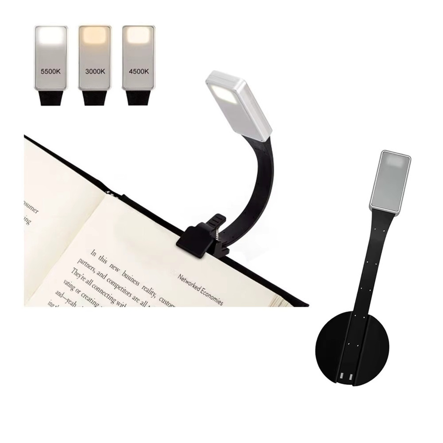 DIXSG LED Buchclip-Leselampe für XTEINK X3 X4 E-Ink Reader, wiederaufladbare Nachtleselampe mit Dimmer und Touch-Steuerung, Schwarz - Bild 3