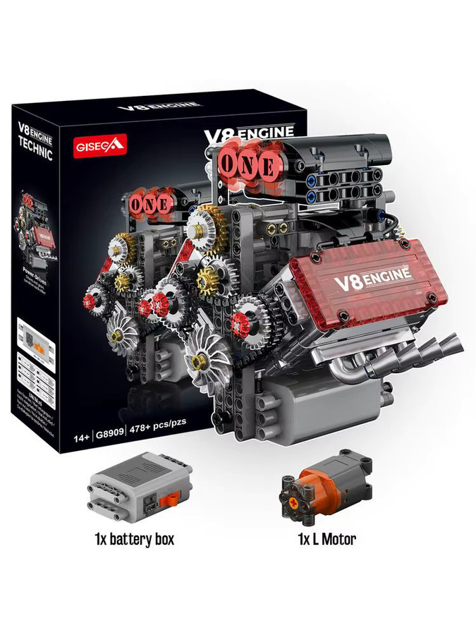 Wishiot V8 Motor Form Technische Set, Bausteine, 478 Teile, ab 14 Jahren - Bild 6