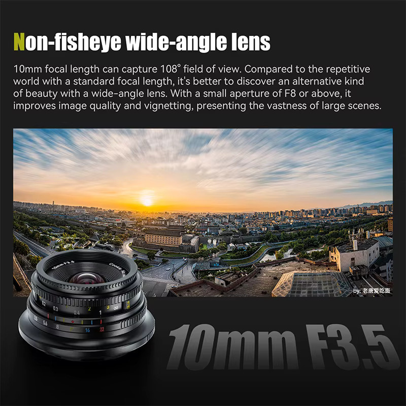 7artisans 10mm F3.5 Ultra-Weitwinkel Festbrennweiten-Objektiv für APS-C Kameras, Schwarz, Anschluss für Sony E, Fuji X, Nikon Z und M4/3 - Bild 3
