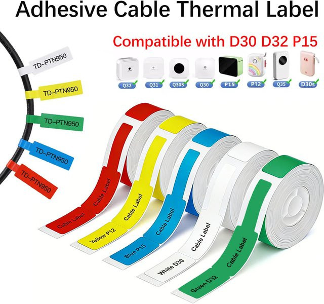 Risio Kabel-Thermoetiketten Selbstklebende Rolle Gelb, B: 12 mm, L: 109 mm - Bild 1