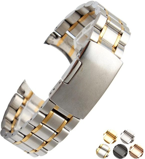 Uhrenarmband Edelstahl, gebogenes Ende, Herren, grau, 20mm 22mm 24mm - Bild 1