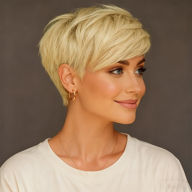 OYM HAIR Echthaar-Perücke, Bob-Schnitt, blond, Damen - Bild 1