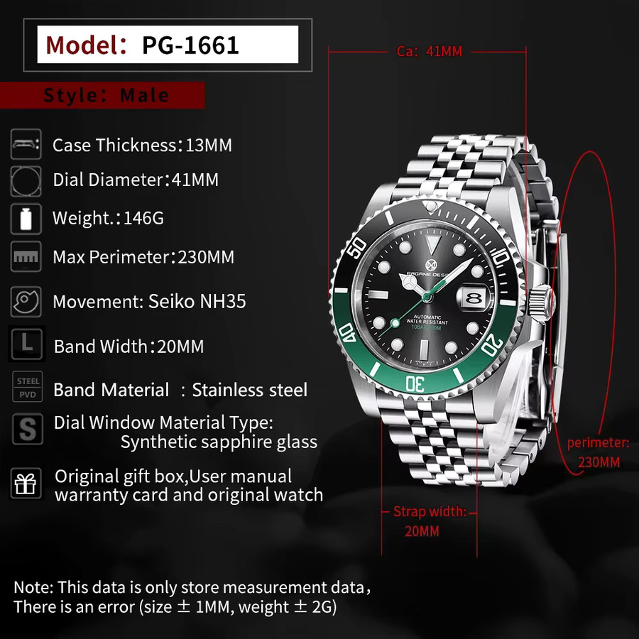 PAGRNE DESIGN Armbanduhr Automatik, Edelstahl, 41 mm, Herren - Bild 2